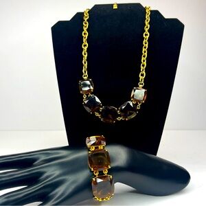 Lauren Ralph Lauren Gold & Amber Gems Necklace & Bracelet Set